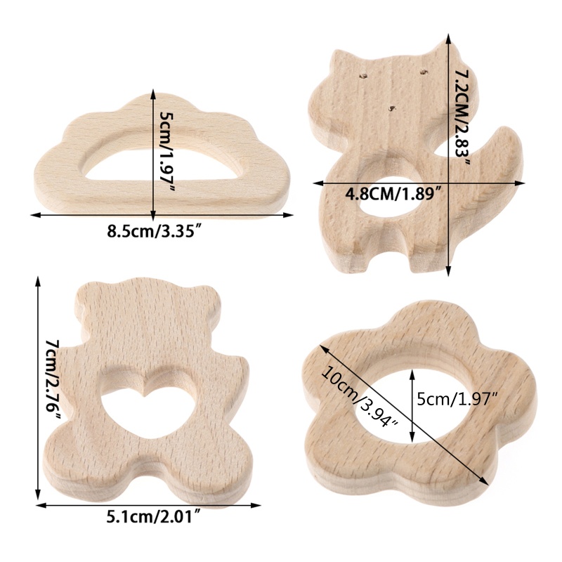 Mary Mainan Teether Bentuk Awan Bahan Kayu Organik Untuk Bayi