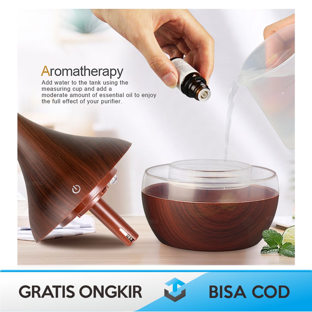 AIR HUMIDIFIER DIFFUSER AROMATHERAPY K-H98 DESIGN KAYU LED RGB LIGHT