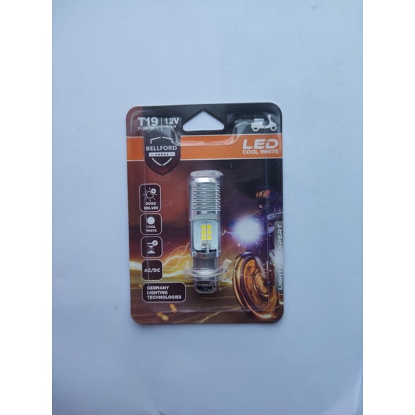 LAMPU DEPAN LED COOL WHITE 6000 KELVIN BELLFORD LED RIVING T19  BEBEK MATIC