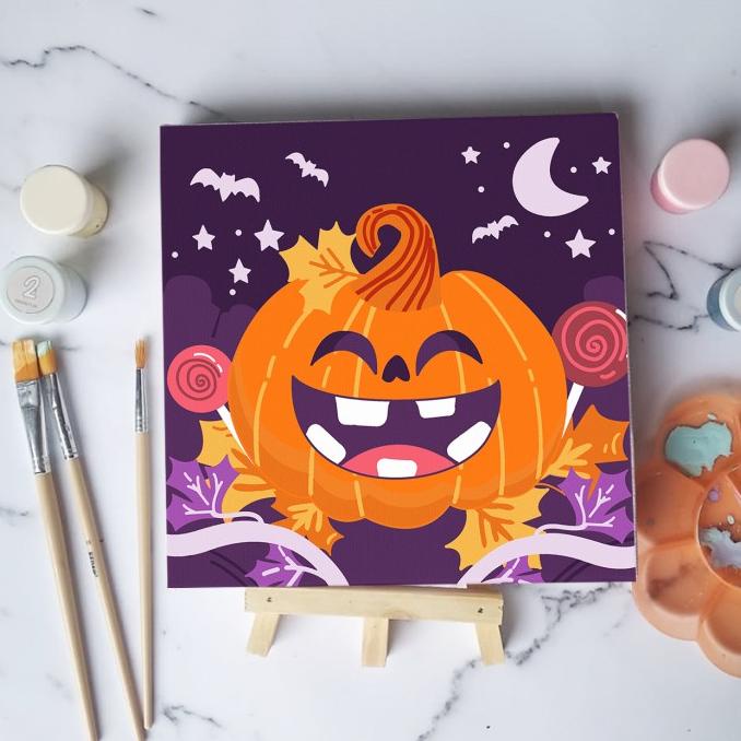 

Paint by number Halloween Pumpkin diy painting canvas 20x20 alat lukis