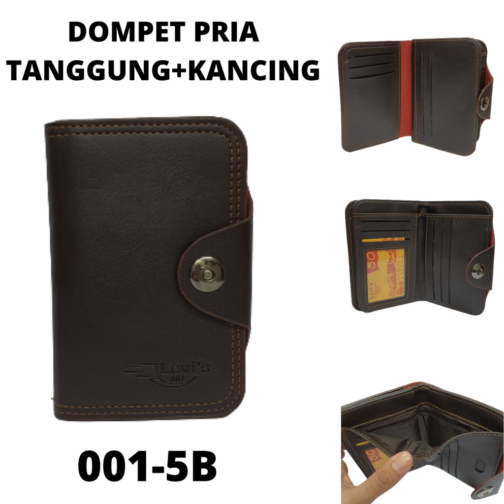 Dompet Pria Ukuran 3/4 | Dompet Cowok Tanggung Kancing Dan Simple Bahan PU Leather |(MIX#DP#TGG#KCG)