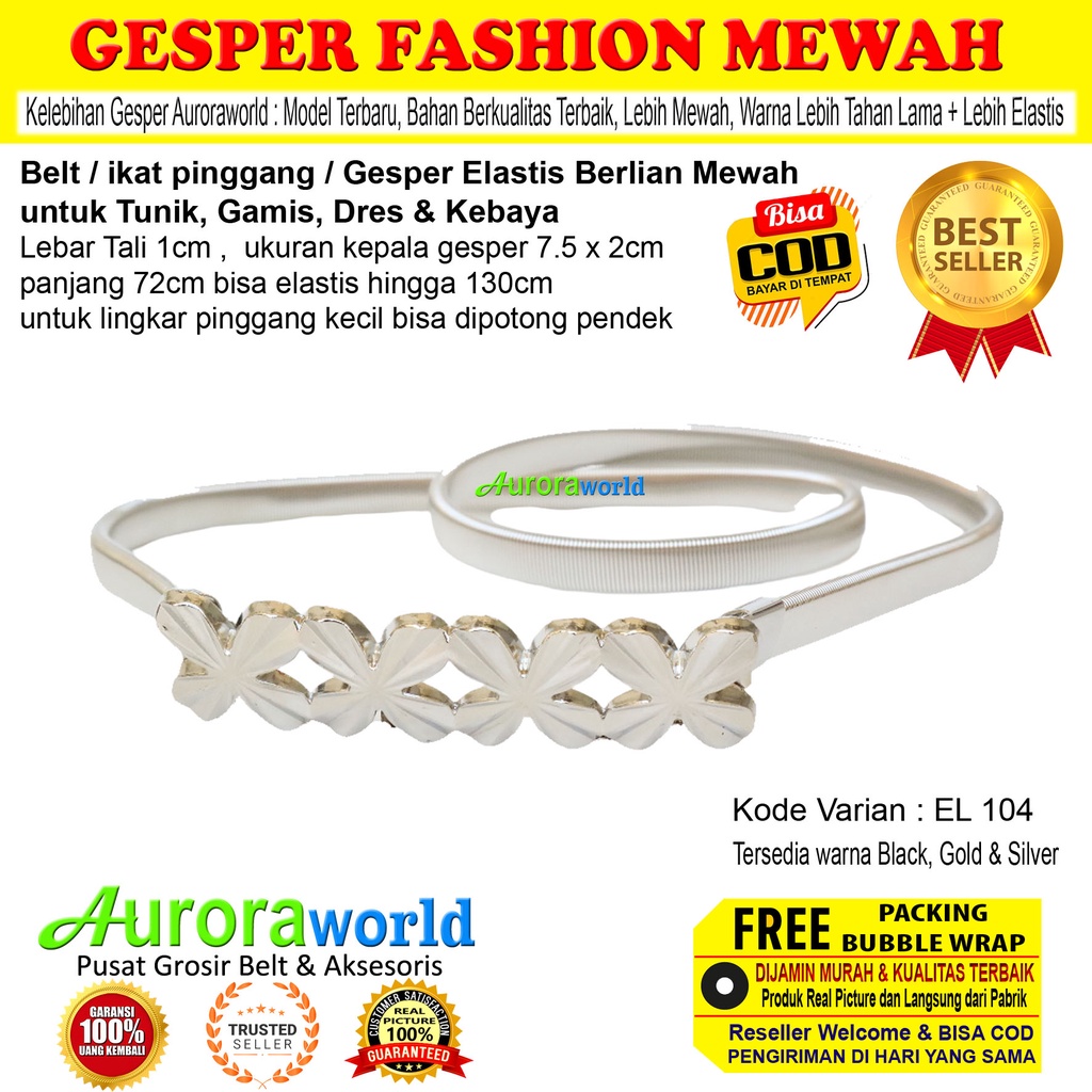 Auroraworld belt cewek elastis gesper fashion wanita terbaru elastis ikat pinggang wanita