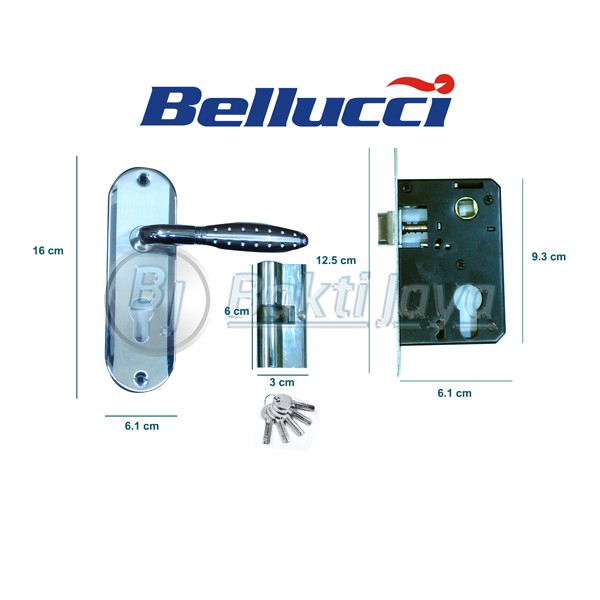 1 set Kunci Pintu Kecil BELLUCI OTAWA SILVER
