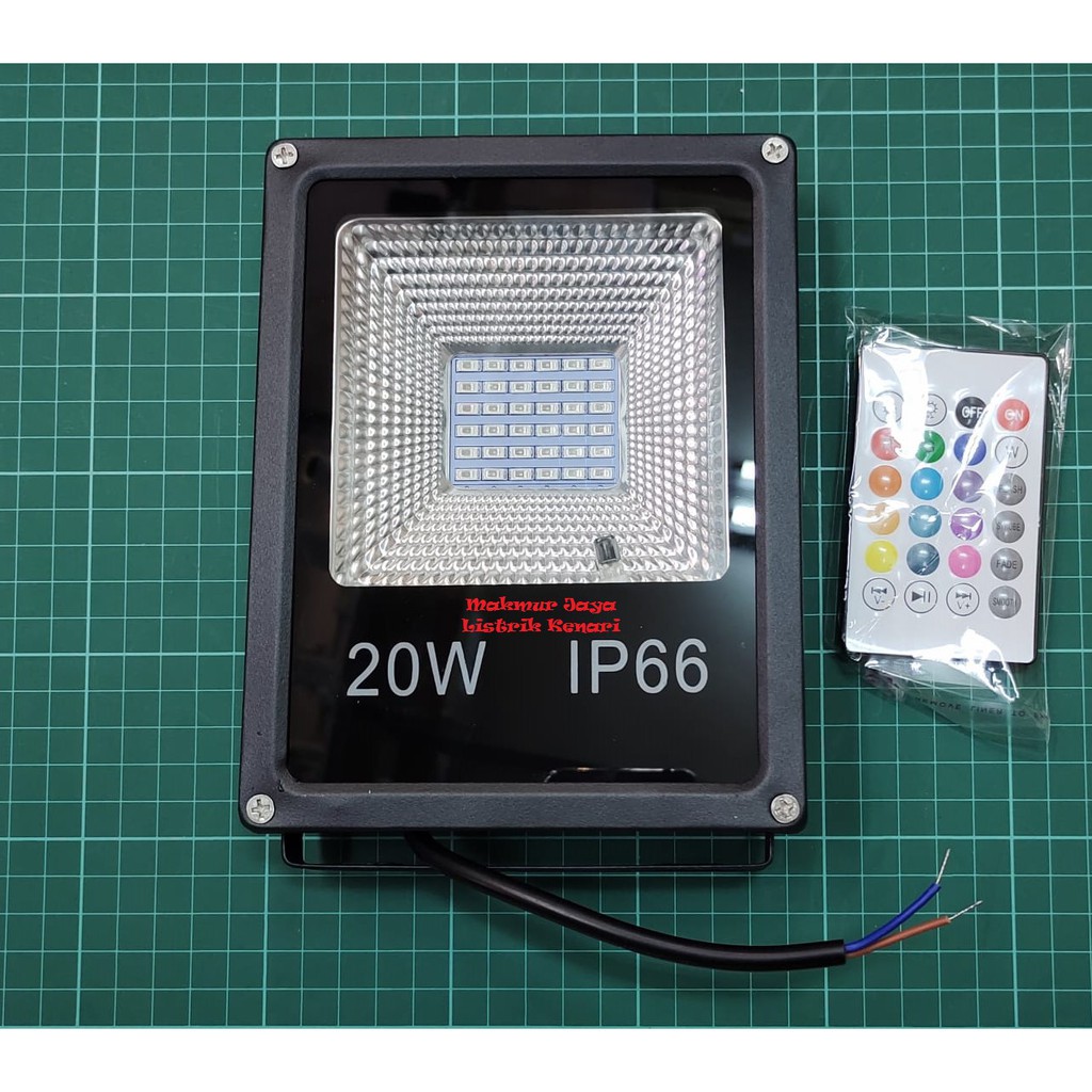 Lampu Sorot LED 20W Remote RGB Flood Light Warna 20 Watt Floodlight