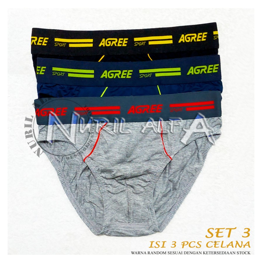 3 Celana Dalam Pria AGREE SPORT OC14ASJE CD Underwear Pakaian Dalam