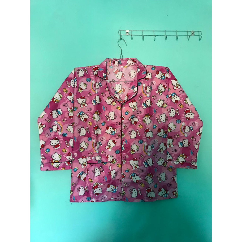 Baju Tidur Piyama Set Hello Kitty Pink Murah Anak Dewasa UNISEX