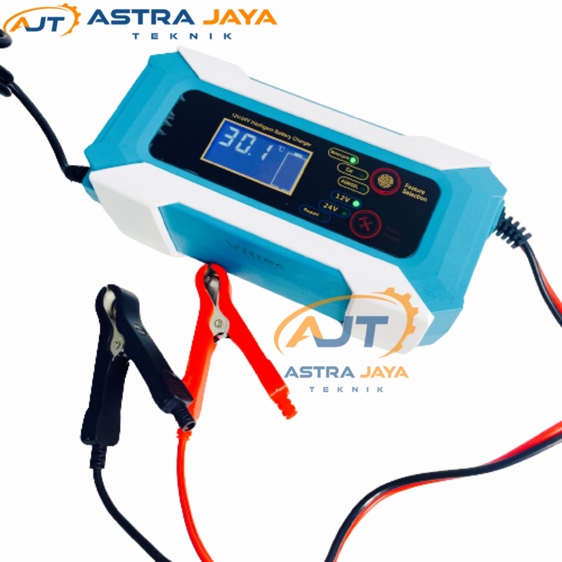 Charger Aki 12V 8A - 24V 4A Full LCD Intelligent Automatic Cas Mobil Motor VRtec