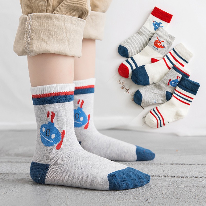 5 Pasang Set Kaos Kaki Katun Hangat Motif Kartun untuk 5 Pasang Set Kaos Kaki Katun Hangat Motif Kartun untuk