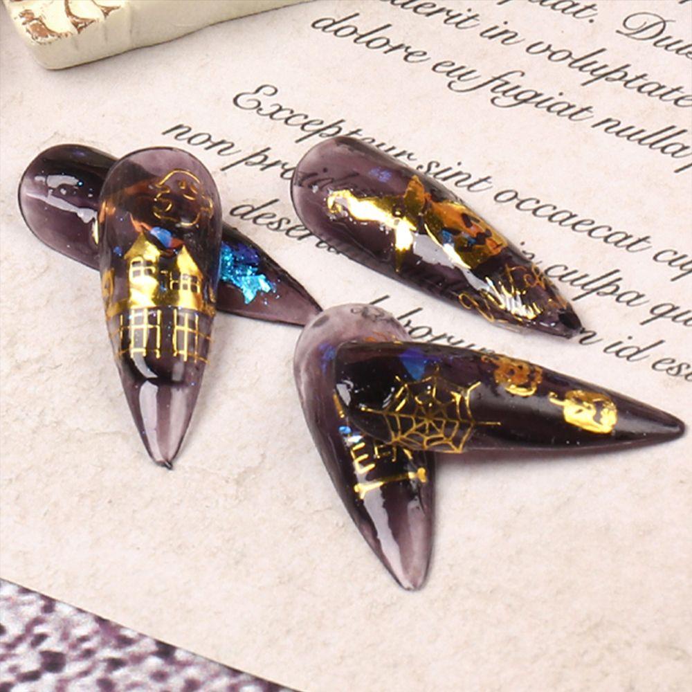 AUGUSTINA Agustina Halloween Stiker Kuku Set 3D 9pcs Dekorasi Kuku Labu Kuku Salon Spider Manicuring Sticker