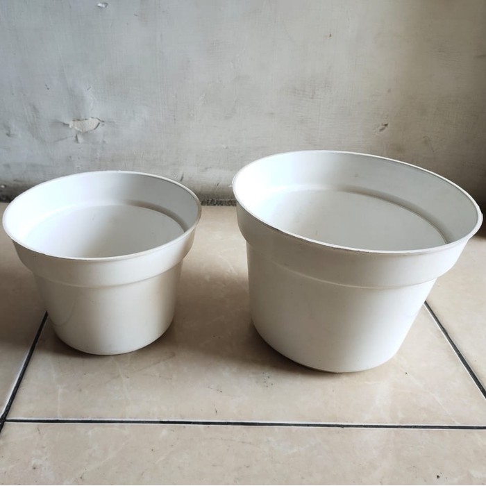 Pot bunga plastik 20 cm putih