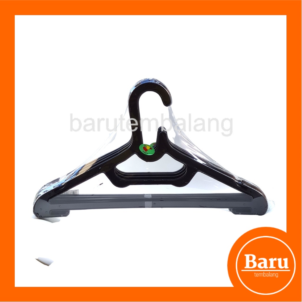 HANGER BAJU GANTUNGAN BAJU PLASTIK EAGLE GB 44 BK HITAM ISI 6 PCS | HANGER PAKAIAN PLASTIK