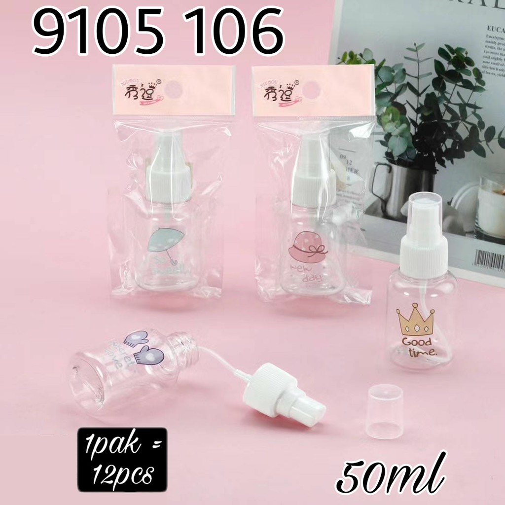 Botol 50ml spray 9105 106 tutup putih/ warna