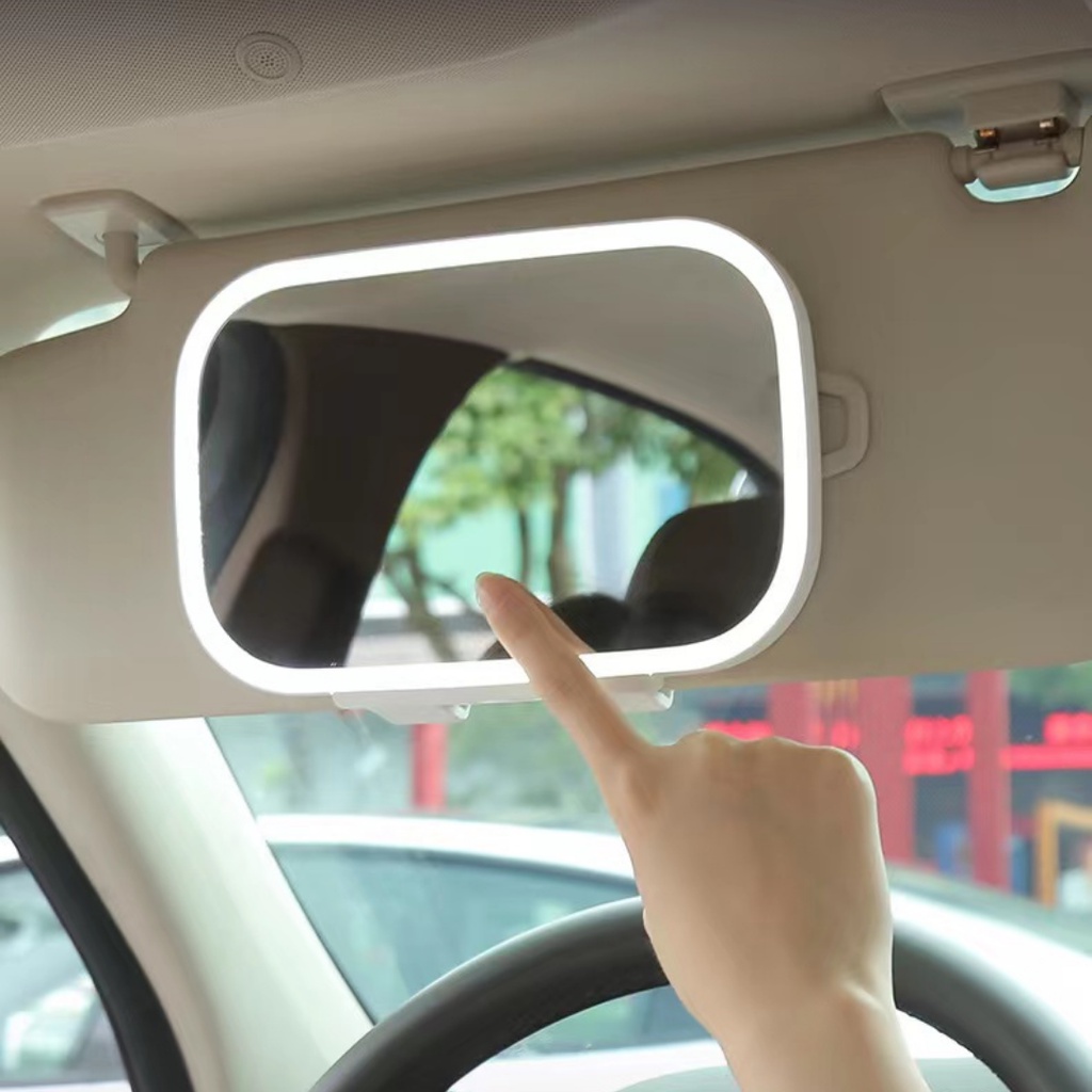 Cermin Makeup Dengan Lampu Led Layar Sentuh Dapat Disesuaikan Untuk Sun Visor Mobil [READY STOCK]