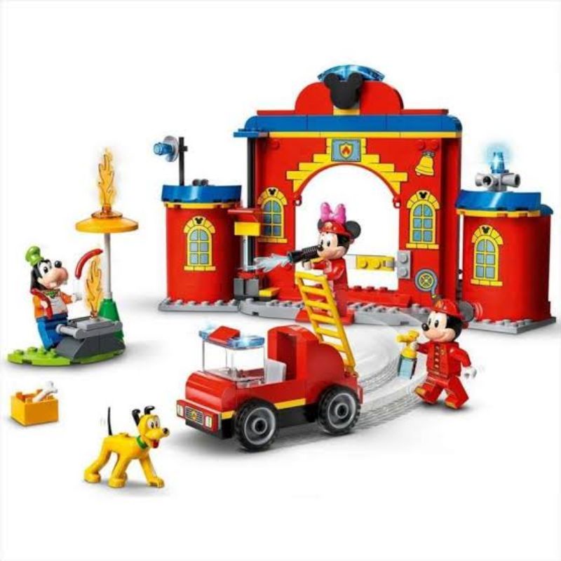 ori original lego 10776 mickey n &amp; and friends minnie fire truck station walt disney set play pack mainan anak cowok cewek bayi balita batita toddler toy toys gift hado hadiah ultah boy girl kids balok blok block brick bricks blocks montessori edu fun