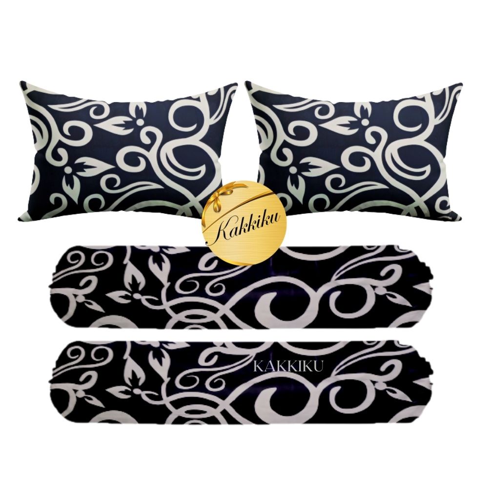 4 pcs 2 Sarung bantal + 2 Sarung Guling motif Aaesthetic  Kotak Garis dan Karakter