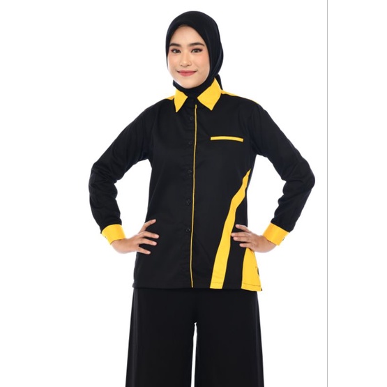 baju atasan perempuan tangan panjang/seragam PNS/kemeja Kantor cewek custom bordir/pakaian formal tambah bordir