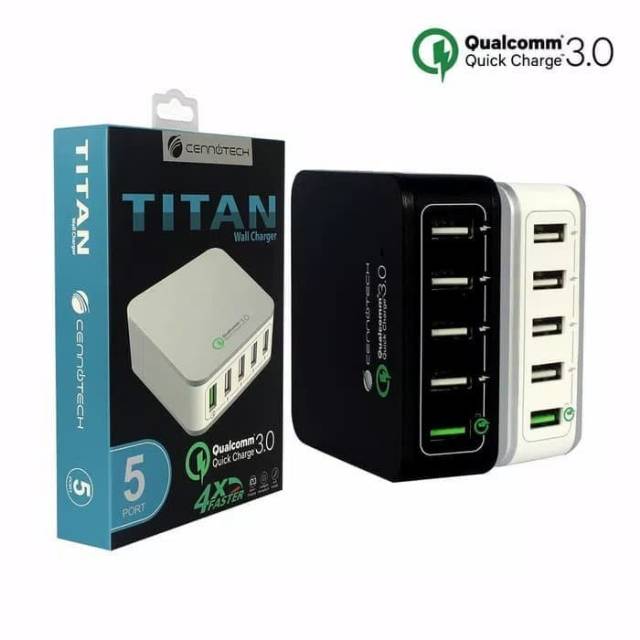 TITAN Wall Charger 5 USB ports Qualcomm 3.0 charging tablet smartphone