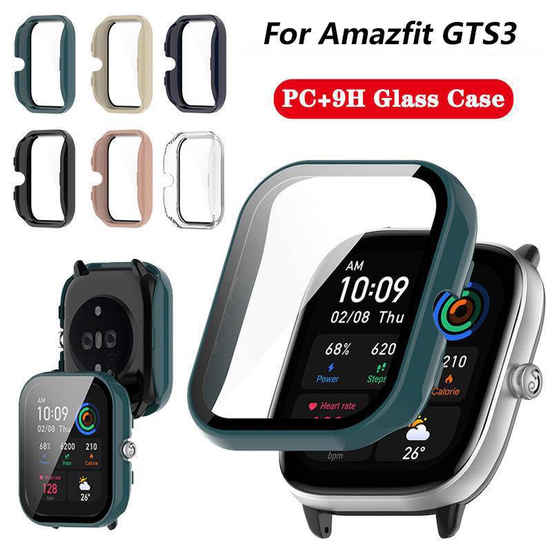 Casing Pelindung Frame Bumper Bahan PC + 9H Untuk Smartwatch Huami Amazfit GTS 3 mini GTS3