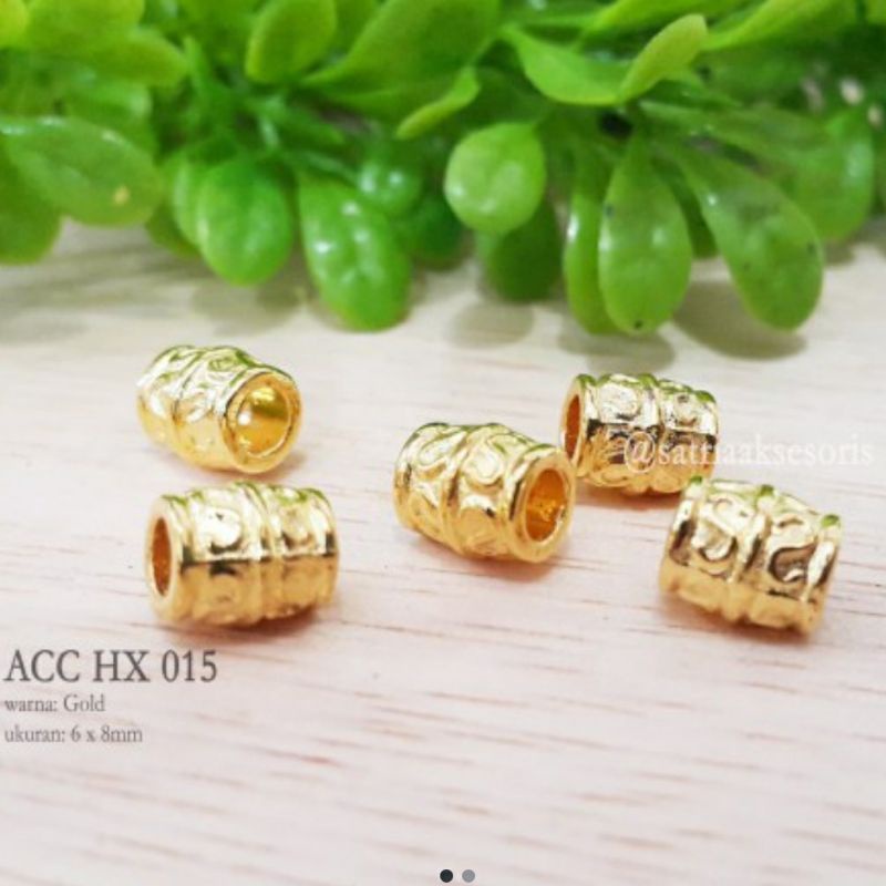 Manik-Manik Charm Bahan Gelang Alloy Bebas Nikel Warna Emas Ukuran 8mm Lubang 1mm