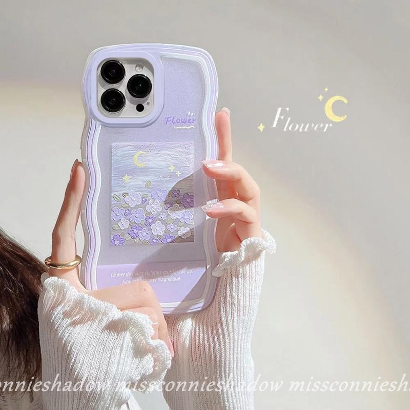 Vivo Y02 Y35 Y12s Y16 Y15s Y21T Y22 Y02s T22s Y75 Y11 Y15 Y12i Y15A Y33s Y12 Y21 Y91C Y17 Y20 Y30 Y11s Y20i Y30i Y91 Y20s G Y21A Y33T Art Lukisan Cat Minyak Flower Wavy Frame Soft Cover