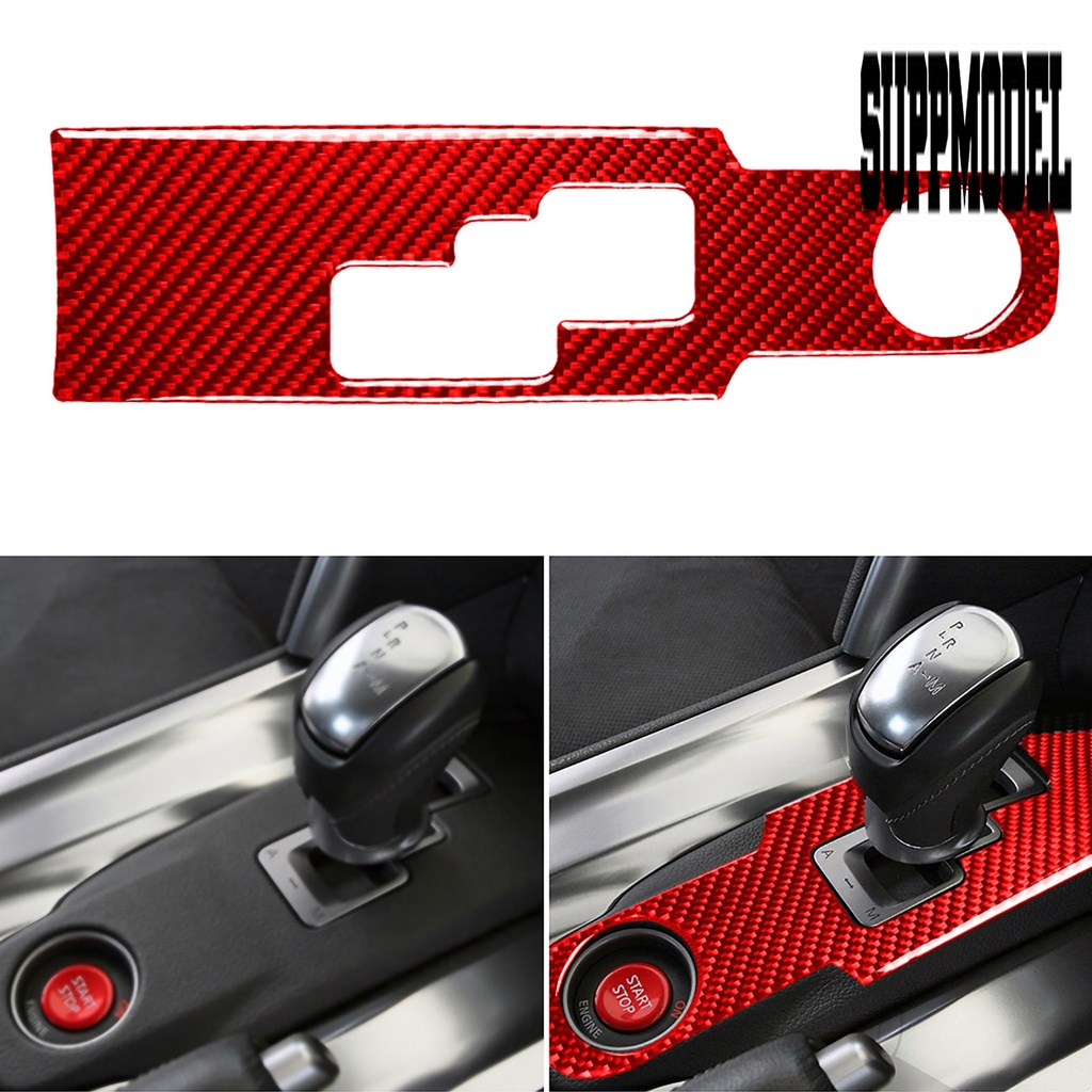 Suppmodelx Stiker Cover Panel Persneling Mobil Bahan Carbon Fiber Warna Merah Untuk GTR R35 2008-2016