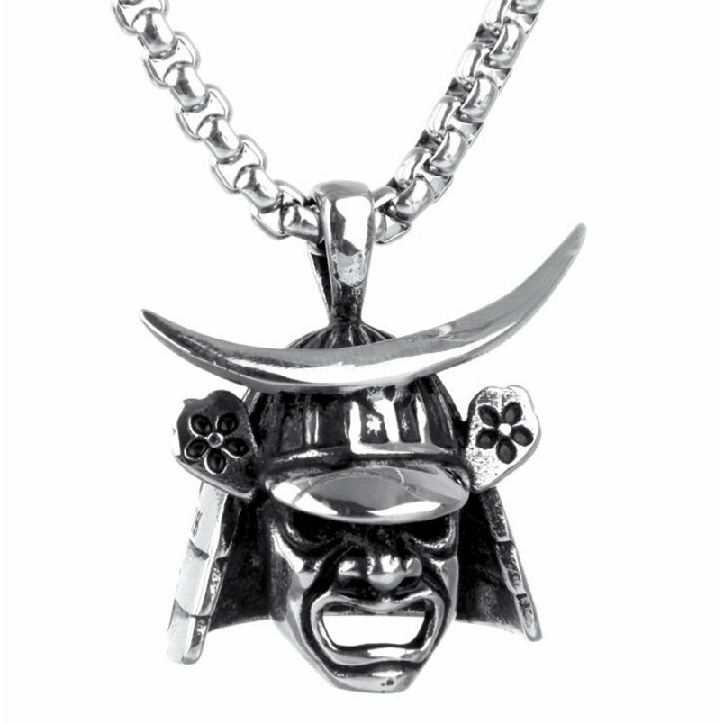 Kalung pria keren kekinian titanium hip hop gothic rantai panjang warna silver skull devil naga tahan karat