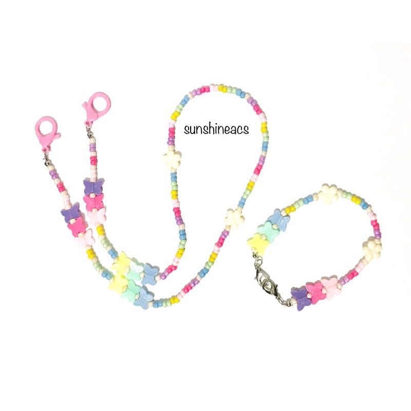 Rainbow Butterfly Strap Masker Anak Perempuan |Strap Mask Anak | Konektor Hijab Anak