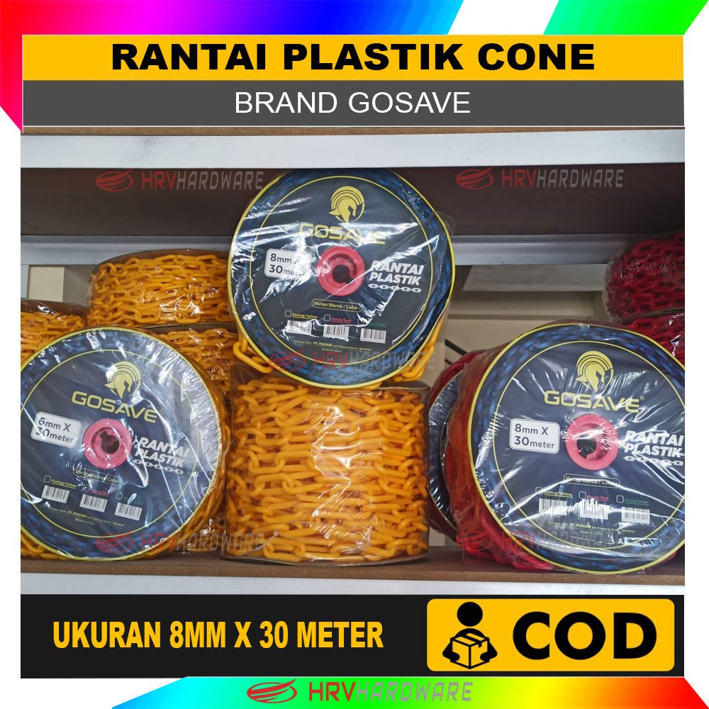 RANTAI CONE KERUCUT LALU LINTAS PLASTIK SAFETY TRAFFIC CONE 8MM X 30M