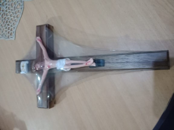 Salib Gantung/dinding Jati 25cm Putih