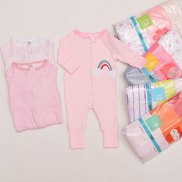 3 Pcs Premium Sleepsuit Bayi Perempuan Import - Resleting Buka Tutup P068