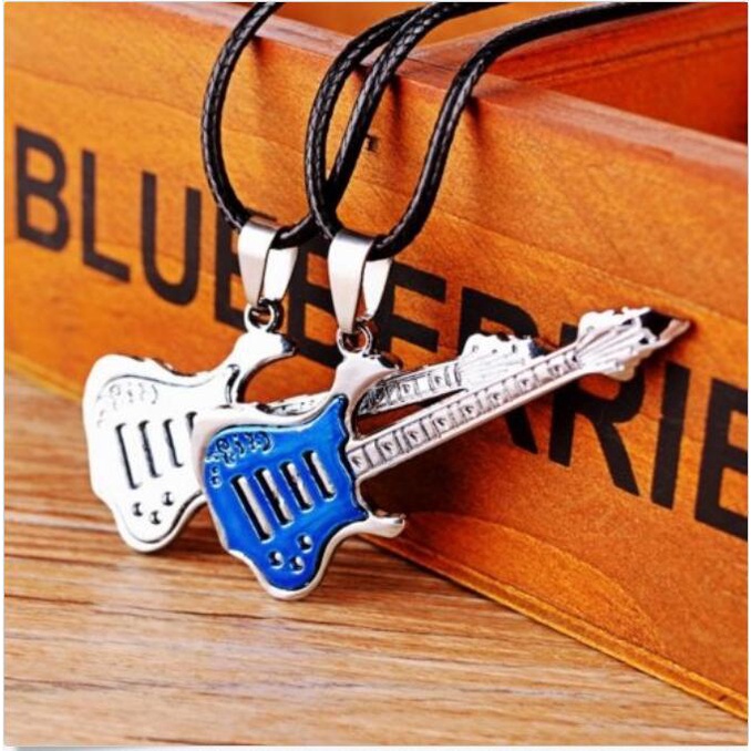 Korean Guitar Couple Necklace Music Lovers Stainless Steel Jewelry Necklace