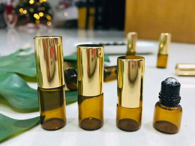 Botol Roll on Roller Kaca Amber Botol Kaca Roller Amber Botol Coklat Rollon tutup gold tebal dottera botol travel traveling parfum perfume parfume