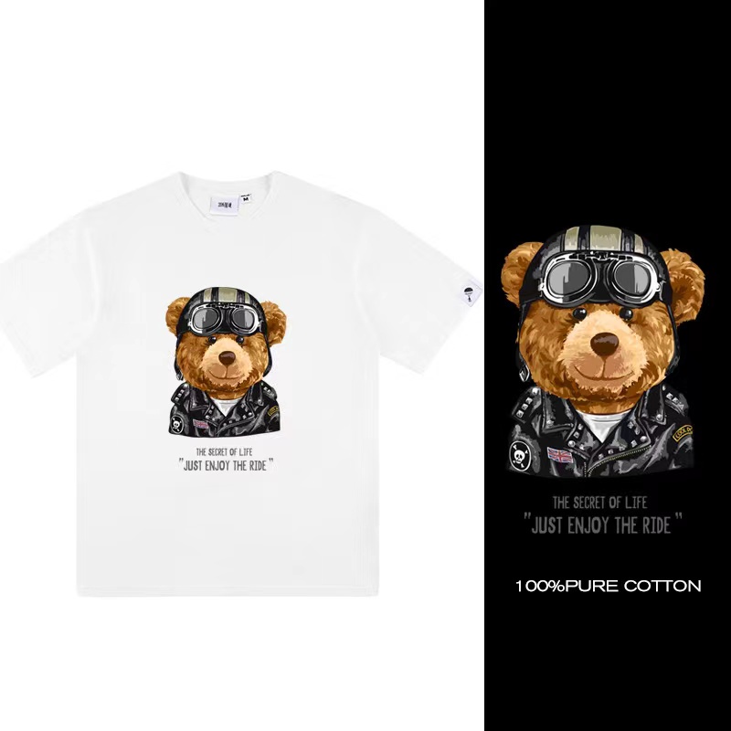 [S.T] Oversized T-Shirt Ridder Bear Printed Atasan Polos 2766 (S-XXXL)