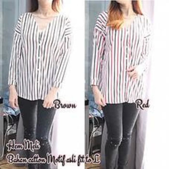 HJB. [Hem Meli BC]Blouse wanita katun BROWN/RED