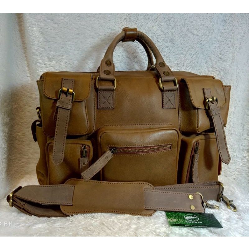 Tas Pria 3in1Kulit TOTE BAG Kulit Asli Raffisco LEATHER ( model Ransel, slempang, tenteng )
