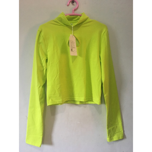 neon zip up crop top