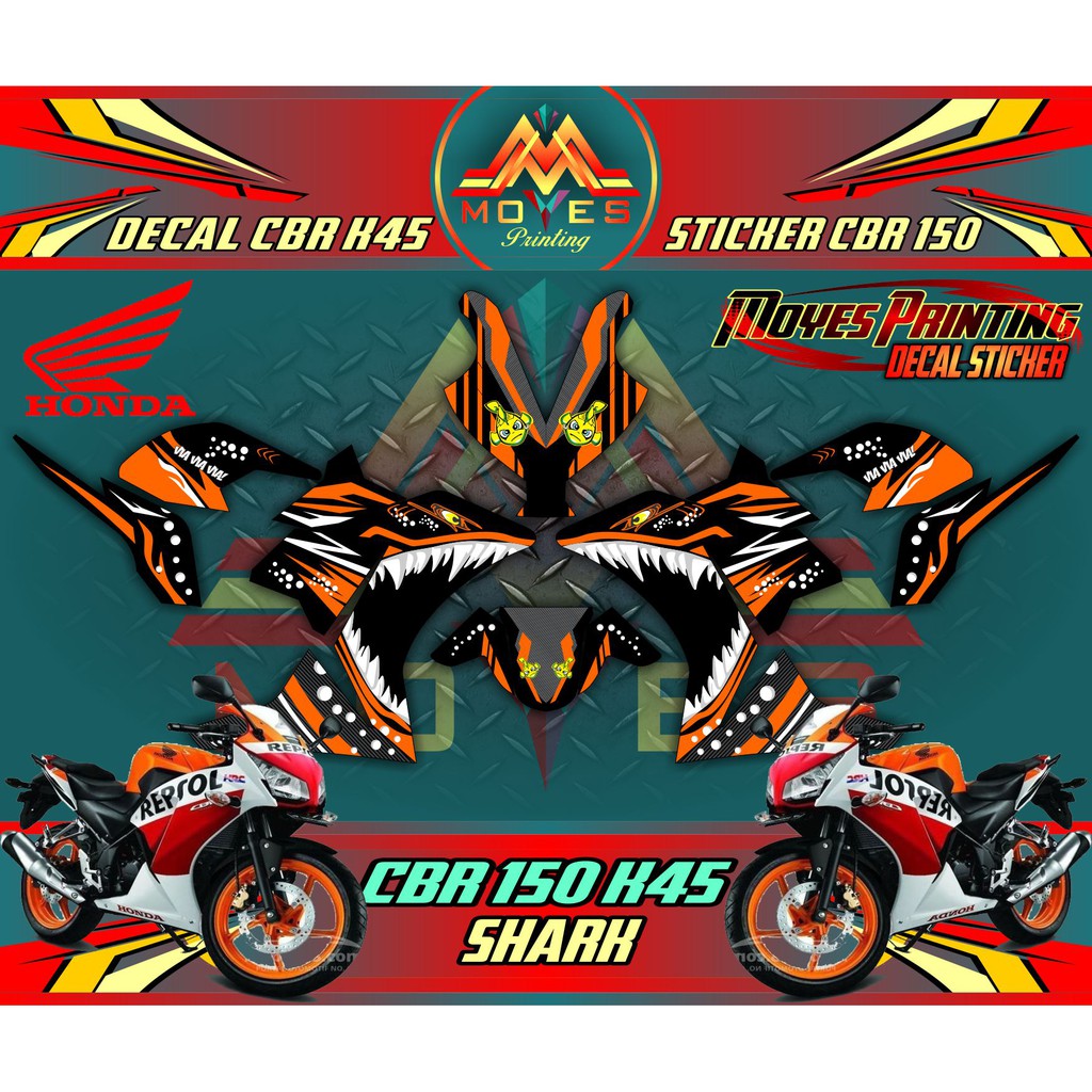 Jual DECAL CBR FULL BODY STICKER CBR 150 K45 LOKAL MOTIF SHARK Indonesia Shopee Indonesia