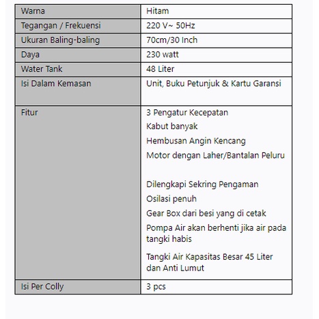 Kipas Angin Misty Fan Industri 30 Inch SEKAI IST 3076 M Kipas Angin Kabut Embun 30&quot;