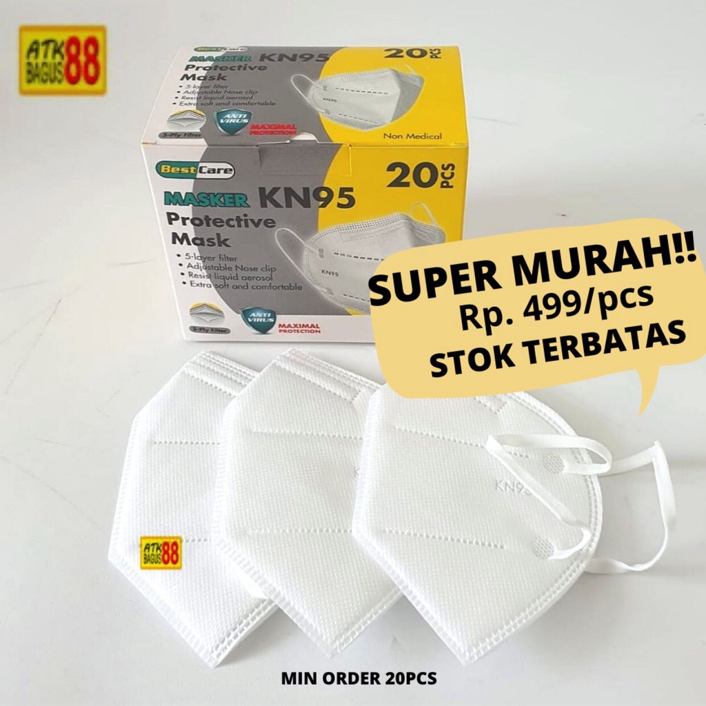 MASKER KN95 - MASKER KESEHATAN 5 PLY 1BOX ISI 20 harga /1pcs termurah