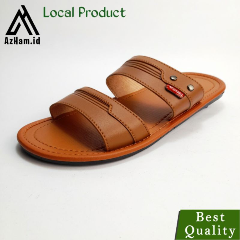 Sandal Kulit Pria | Sandal Slop kulit | Sandal Slop Pria (ban dua)-1