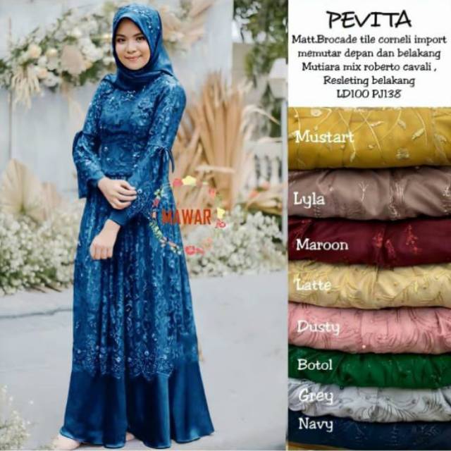 Pevita maxi tile mutiara dress kondangan baju muslim lebaran Best Seller PEVITA MAXY DRESS TILE SUPE