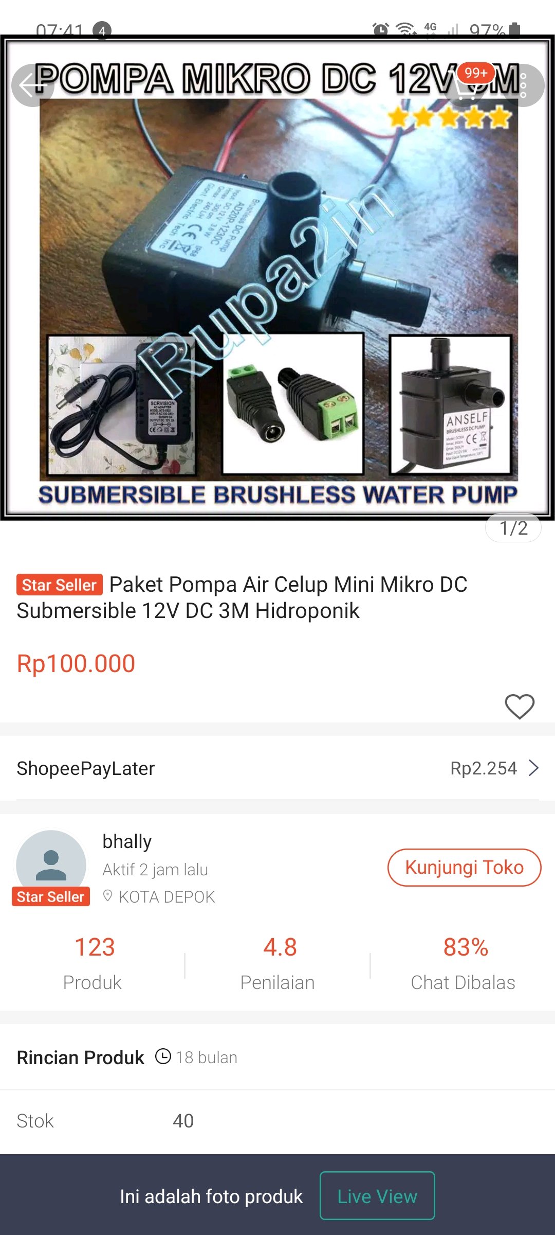 Paket Pompa Air Celup Mini Mikro Dc Submersible 12v Dc 3m Hidroponik