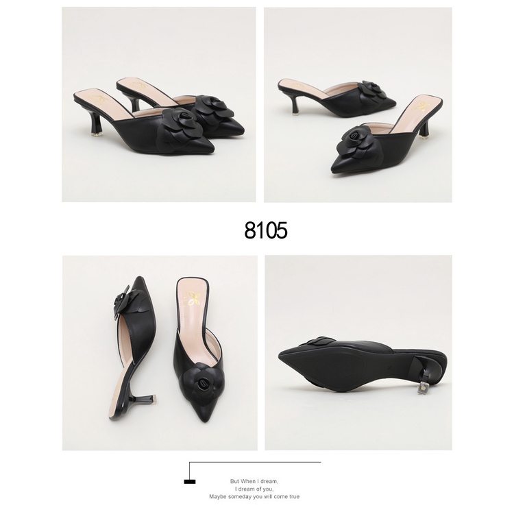 HELIVA GRACE High Heels 6cm Sedang Motif Bunga Flower Bahan Kulit Sepatu Lancip Pesta 8105 Original Brand