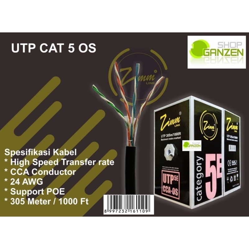 Zimmlink Kabel UTP Cat5 OS Outdoor Cat5e OS zimm link (METERAN)