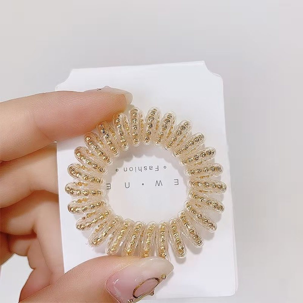 Telephone Line Hair Ring Female Seamless Pearl Head Rope Transparent Thick Hair Rope Does Not Hurt The Hair Ball Head Rubber Band Hair Accessories Wholesale