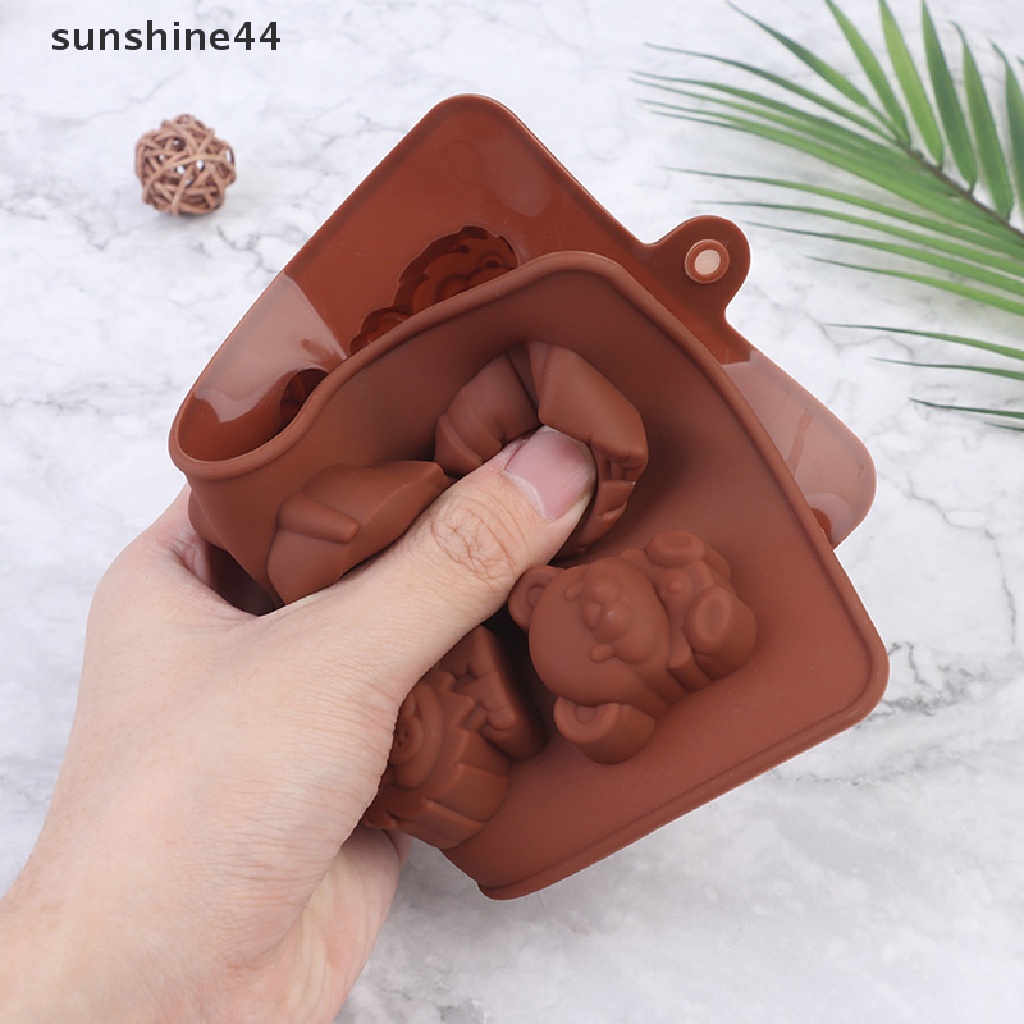 Sunshine Cetakan Kue / Coklat / Sabun DIY Bentuk Kuda Nil / Singa / Beruang Bahan Silikon