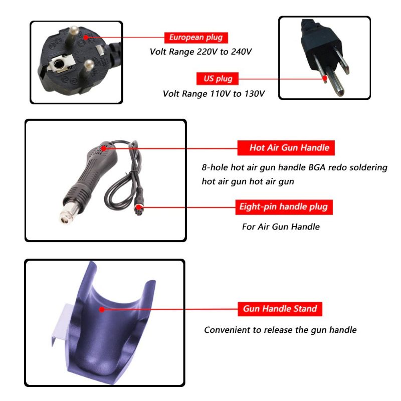 Desoldering Heat Gun + Solder dengan Station 220V/700W