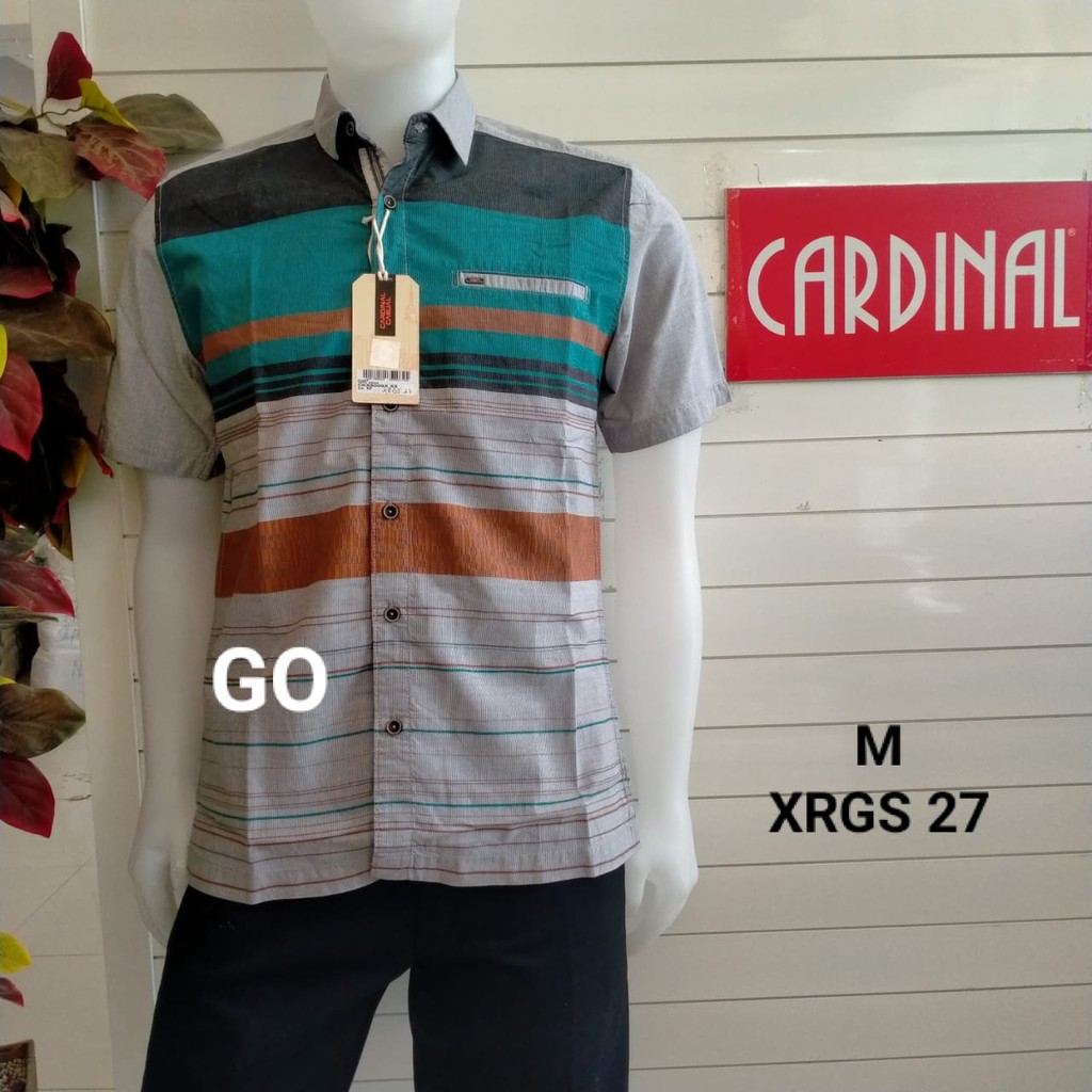 gof M CARDINAL KEMEJA CASUAL Pakaian Atasan Pria Kemeja Reguler Hem Casual Santai Lengan Pendek