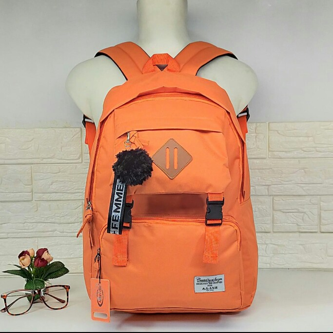 TAS KOREA STYLISH BACKPACK SEKOLAH REMAJA WANITA DAN LAKI LAKI TAS SEKOLAH RANSEL CEWEK KEKINIAN