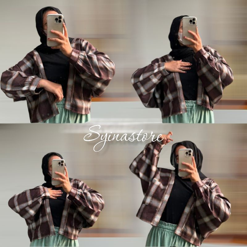 OUTER SEMI WOOL LENGAN BALOON/ OUTER OVERSIZE BATWING MOTIF TANTAN/OUTER BATWING KOTAK KOTAK/OUTER K